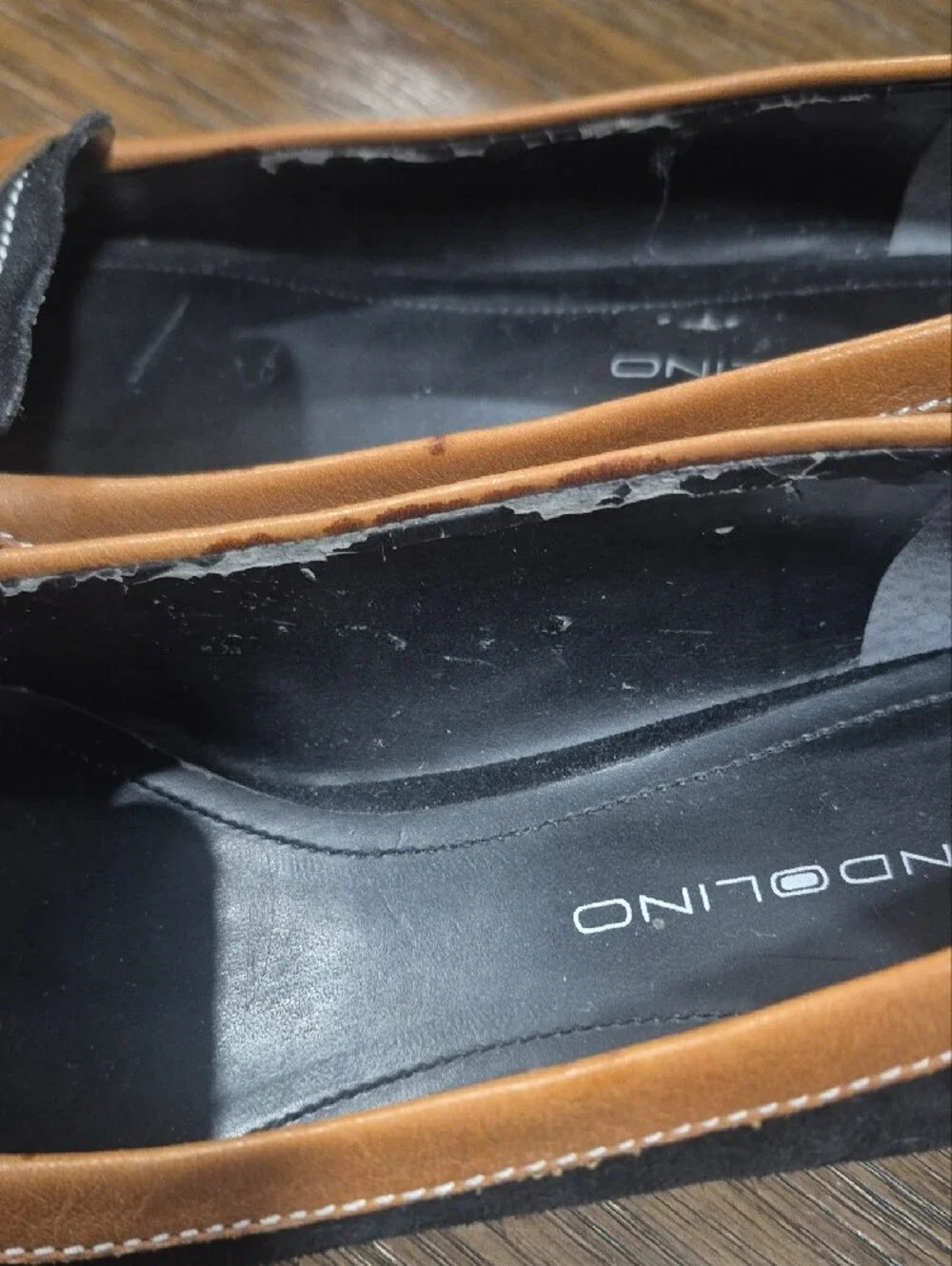 Bandolino Black and Brown Leather-Trim Slip-On Loafers
